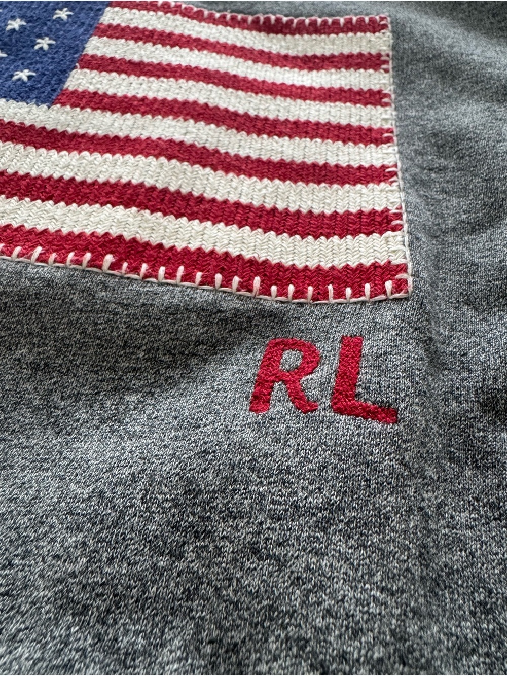 Polo Ralph Lauren Kids USA Flag Mockneck Sweatshirt Gray Size M 8–10 - Picture 5 of 13